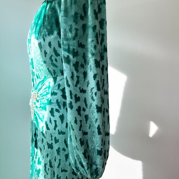 1980s RARE Oscar de la Renta green Velvet evening dress gown - Picture 9 of 10